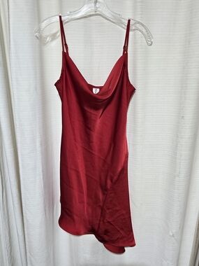 Abound Red Satin Cowl Slip Dress